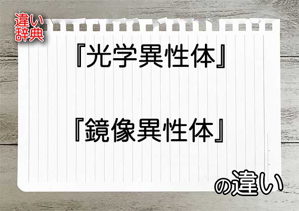 『光学異性体』と『鏡像異性体』の違いの意味を早わかり！